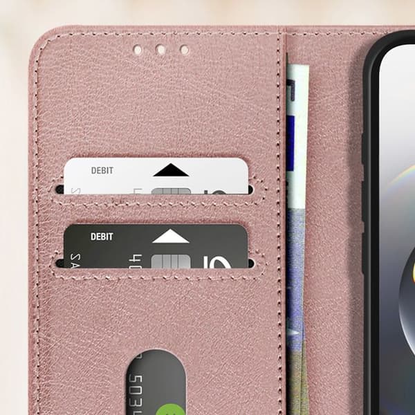 Plånboksfodral för iPhone 17:e serien Chesterfield Prägling Ställfunktion Rosa Ros
