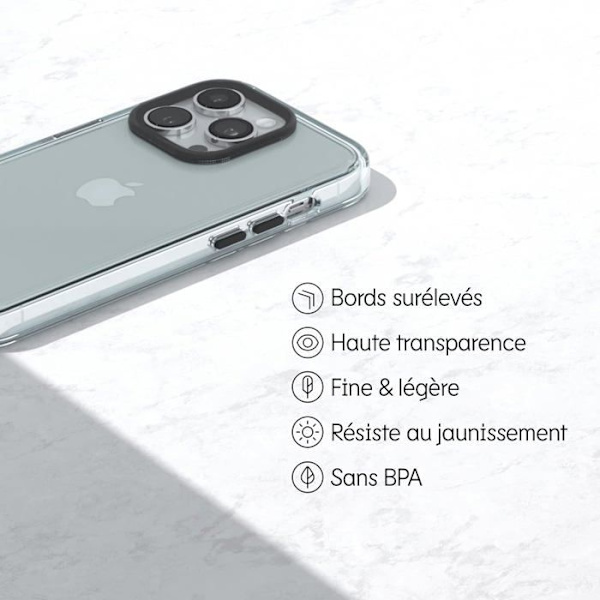 RhinoShield Clear [iPhone 14 Pro Max] | Kestää kellastumista, korkea läpinäkyvyys - Musta valokuvalinssin ääriviivat