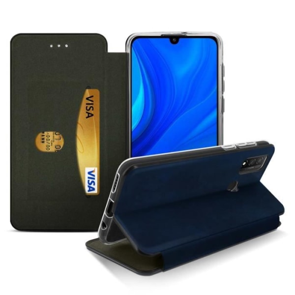 Huawei P smart 2020 etui Lædercover Flip Card Holder Video Support Midnight Blue Blue