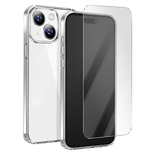 iPhone 15 Suojapakkaus TPU Pehmeä Kuori ja 7H Lasi Moxie Läpinäkyvä Vit