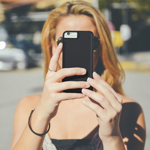 Coque iPhone 8+, 7+, 6+, 6S+ Hårdt Beskyttelse Ægte Læder Akashi Sort Svart