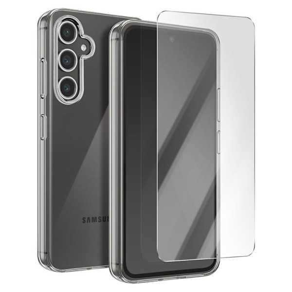 Skyddspaket för Galaxy S24 FE TPU-skal och 7H härdat glas Moxie Transparent Vit
