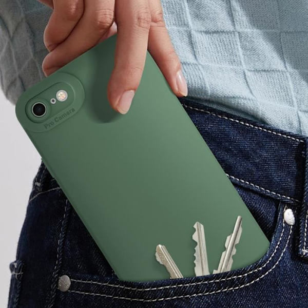 Cover til iPhone 7/8/SE 2020/SE 2022 Silikonebeskyttelseskamera Mørkegrøn