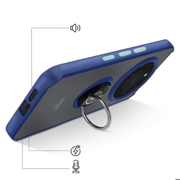 Skyddsfodral för Honor Magic 8 Lite, Bi-material med magnetring, Mörkblå Blå
