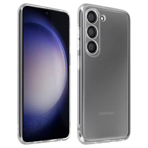 Fodral till Samsung S23 Plus - AVIZAR - Genomskinlig silikon - Kameraskydd Vit