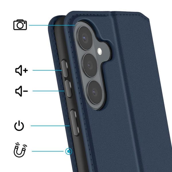 Magnetiskt Flipfodral för Galaxy S26 Plus Ställfunktion Classic Edition Mörkblå Blå