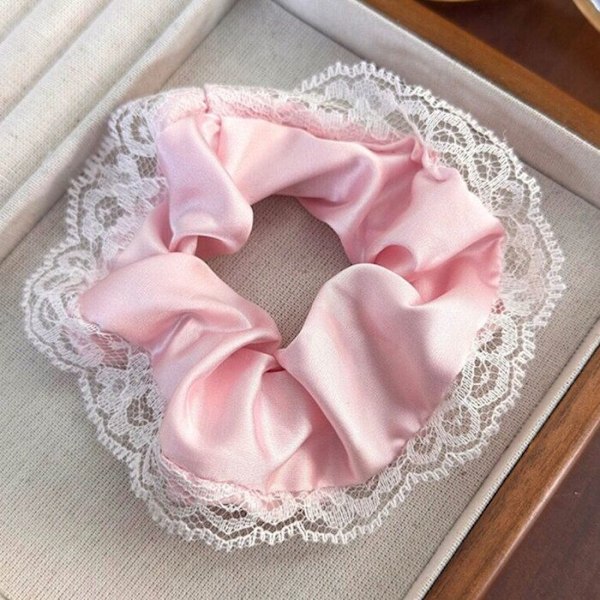 Chouchou Klassinen Silkkinen Hiuksille Tyttömäinen Vaaleanpunainen Nuttura Rosa