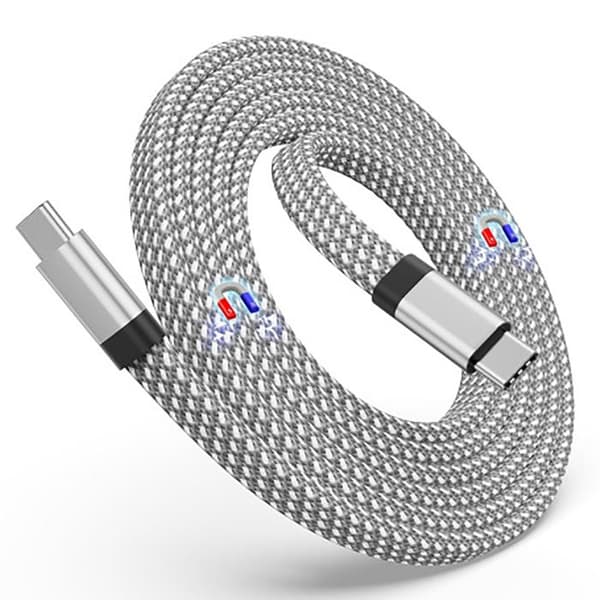 Magnetisk USB-C USB-C 60W Platt 1,5m Snabbladdningskabel Ultra Hållbar Jaym Grå Grå