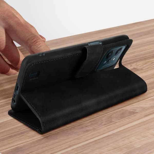 Realme C31 Folio Wallet Case Video Support Mat Soft Touch Effect sort - AVIZAR - Rigid - Blandet Svart