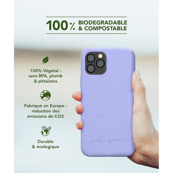Lavendel biologiskt nedbrytbart fodral för iPhone 12/12 Pro Just Green