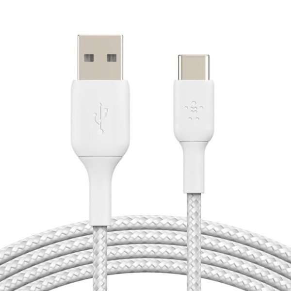 USB-USB-C-kaapeli MFi 18W Nylon punottu 1m lataus ja synkronointi Belkin valkoinen