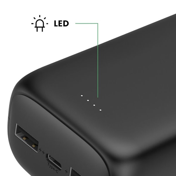 Kompakti Akashi Musta Ulkoakku 30000 mAh 2x USB-porttia ja 1x USB-C 18W Svart