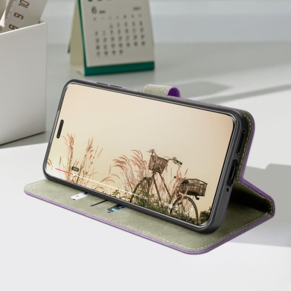 Kotelo Honor Magic 6 Pro Brushed Effect Walletille ja Stand Purplelle