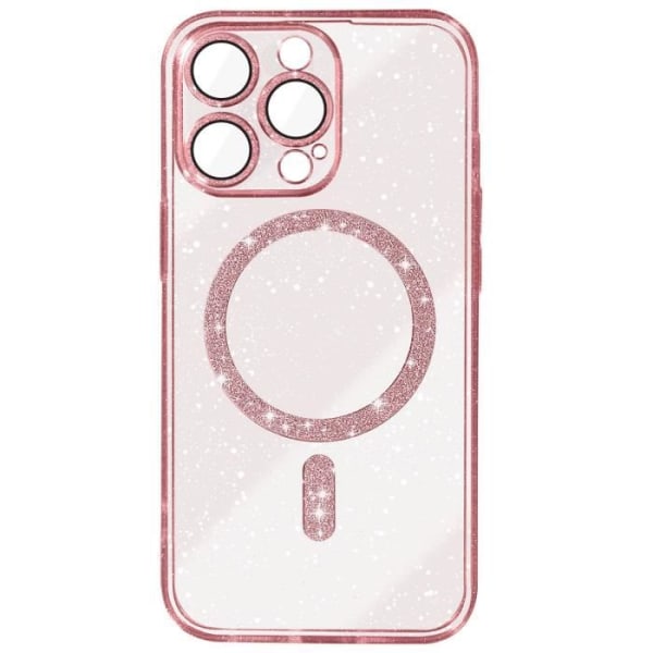 MagSafe kotelo iPhone 15 Prolle Glitter Silicone Champagne Pink Rosa