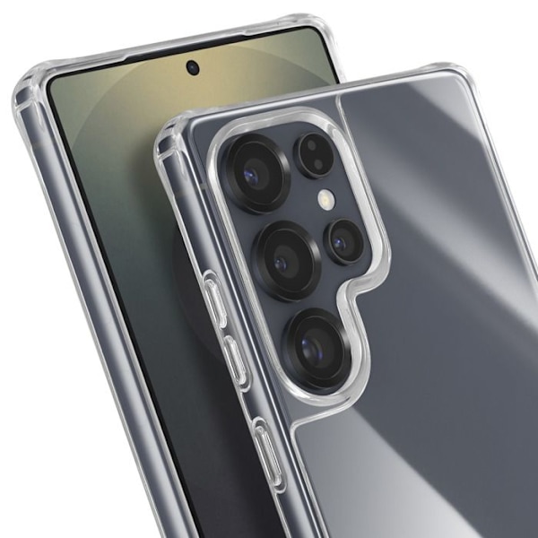 Silikonskydd för Samsung S25 Ultra Chockresistent med Transparent Flätad Snodd Vit