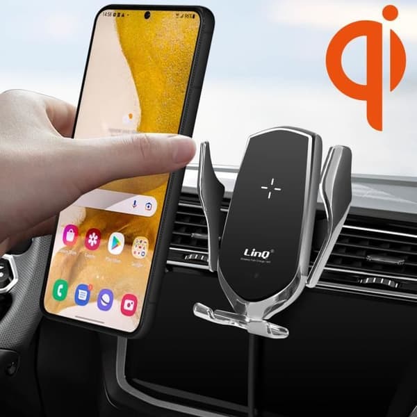 Support til bil - LINQ - 3 i 1 - Induktionsoplader 15W - Rotérbar 360° - Smartphone 4-6.8''