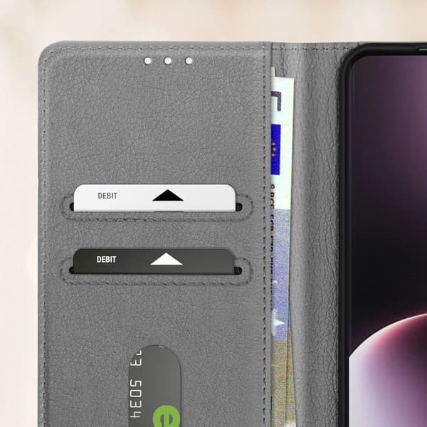 Etui Portefeuille Honor Magic 7 Lite - Grå - Videostöd - Kortförvaring - Magnetisk Stängning Grå