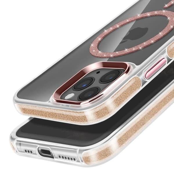 Coque MagSafe - Apple - iPhone 11 Pro - Silikone med Glitter - Rosé Champagne - Stødabsorberende Rosa