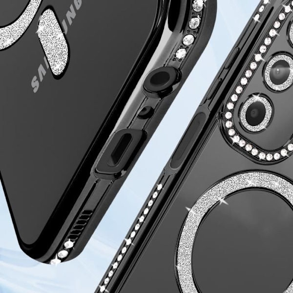 Diamond Case til Samsung Galaxy A15 MagSafe Contour Rhinestone Sort - AVIZAR - Stiv - Syntetisk - Blandet Svart