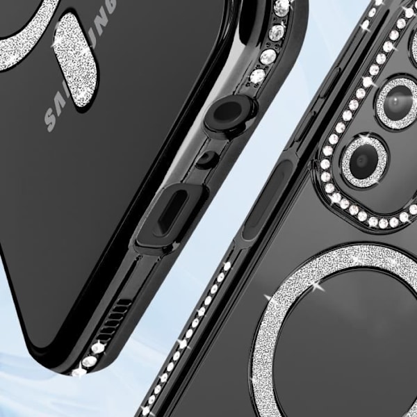 Timanttikotelo Samsung Galaxy A15 MagSafe Contour tekojalokivimusta - AVIZAR - jäykkä - synteettinen - sekoitettu Svart