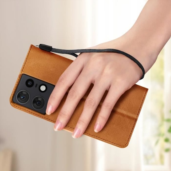 Etui til Motorola Edge 50 Pro - AVIZAR - Håndledsrem Kortholder - Brun kastanj