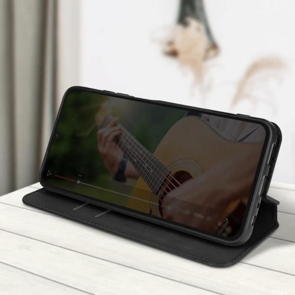 Taske til Samsung Galaxy A25 - AVIZAR - Kortholder Video Support Magnetic Flip Sort Svart