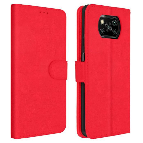 Fodral - AVIZAR - Xiaomi Poco X3 - Heltäckande röd - Stödfunktion - Kortfack Röd