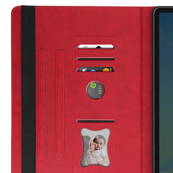Samsung Tab S10 FE Plus Lompakkokotelo, Tuki Video Punainen Röd
