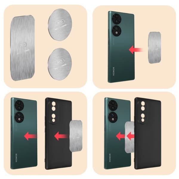 Bilstik - XO - 3 Metallplattor - Universella - Magnetstöd - Silver Pengar