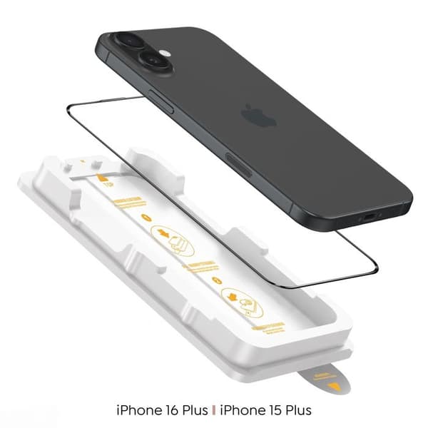 Härdat glas för iPhone 16 Plus / 15 Plus Stötsäker med installationskit Magic Box Zanaé Transparent Vit