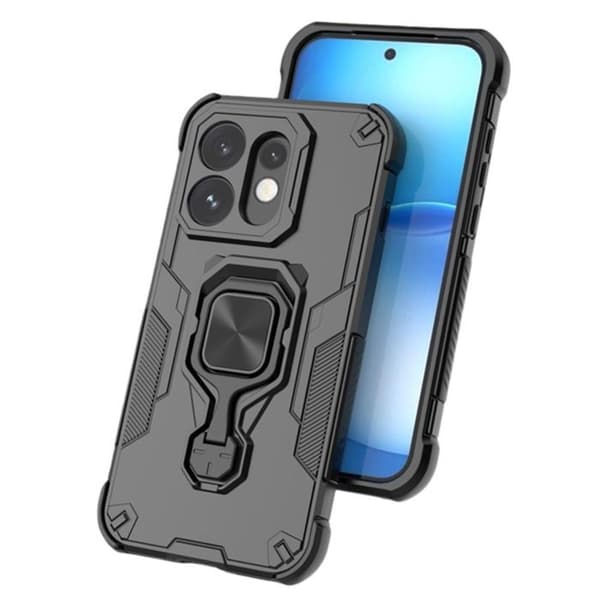 Stødabsorberende cover til Oppo Reno 16 med magnetisk ringefunktion i sort Svart