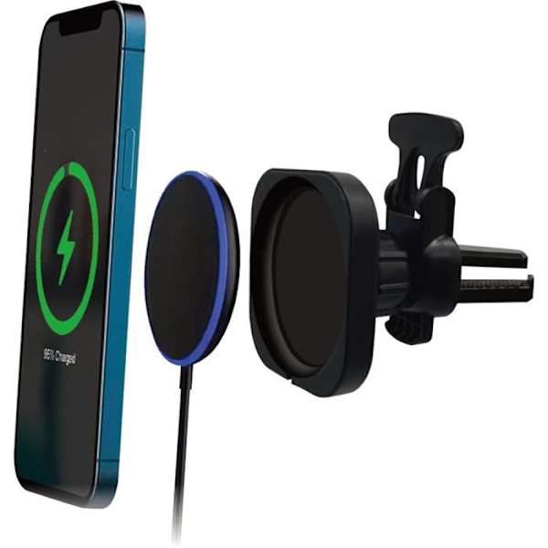 2 i 1 MagSafe 15W induktionsoplader med bilholder Air Vent BigBen Connected Black Svart