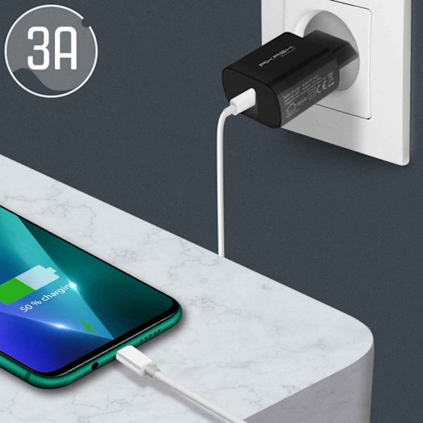 USB-C oplader - Akashi - 20W - Hurtigopladning - Sort - Til smartphones