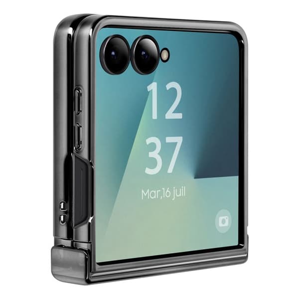 Coque til Galaxy Z Flip 7 Chromé med Sort Hinge Beskyttelse Svart