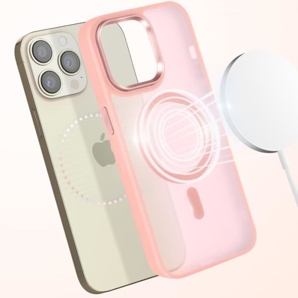 Coque MagSafe til iPhone 13 Pro Matt Frostet Bagside Rosa Kant Rosa