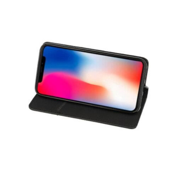 Coque iPhone 13 Pro - Etui - Økologisk læder - Magnetisk lukning - Lomme til kort - Elegant Svart