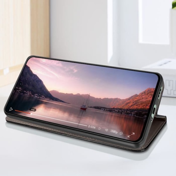Smartphoneetui - AVIZAR - Oppo Reno 12F - Sort - Kortholder - Videostativ Svart