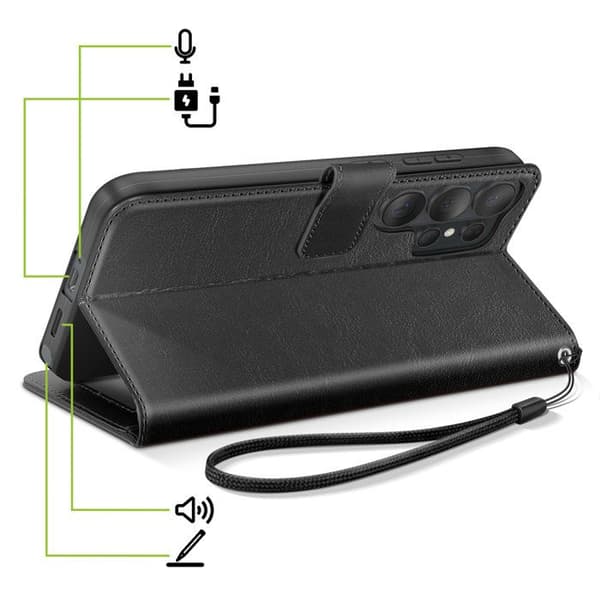Pungetui til Galaxy S26 Ultra med håndledsrem og standfunktion Mayaxess Sort Svart