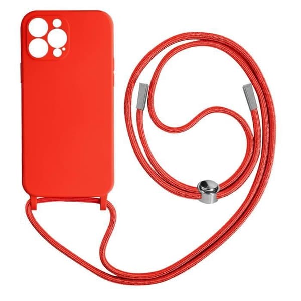 Coque iPhone 13 Pro Max - AVIZAR - Semi-rigid - Justerbart snöre 80cm - Röd Röd