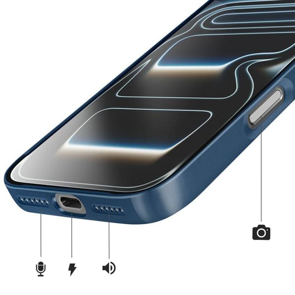MagSafe-cover til iPhone 17 Pro Max, hård med glasbeskyttelse til kamera, natblå Blå
