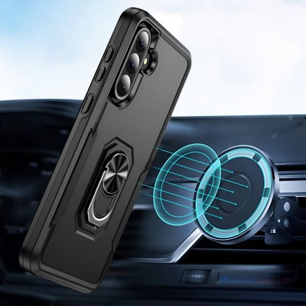 Stødabsorberende cover til Samsung Galaxy A56 med ring-standsort sort Svart