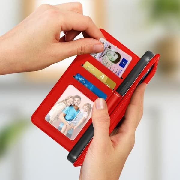 iPhone 13 Mini Multi-compartment Wallet Case Video Support Rød Röd