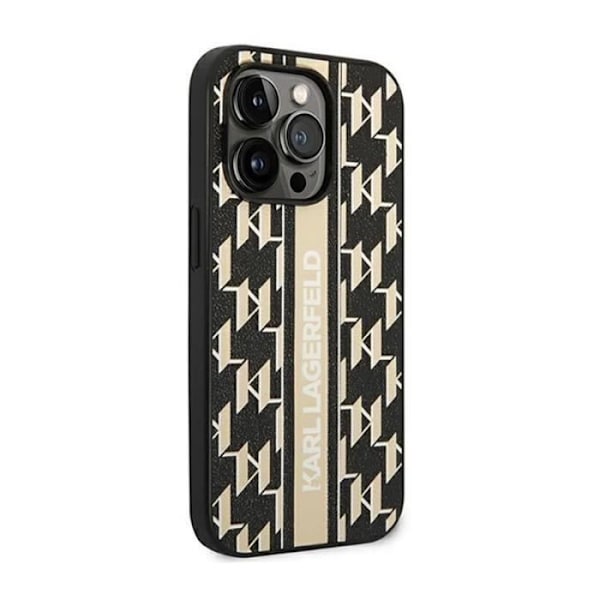 Karl Lagerfeld Monogram Stripe - Etui til iPhone 14 Pro (brun) - 3666339084868