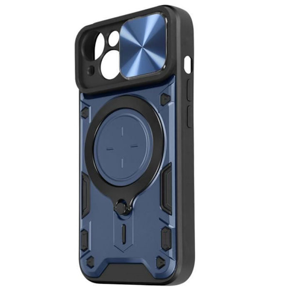 Coque MagSafe - AVIZAR - iPhone 15 - Inbyggd kameraskydd - Bi-material - Blå Blå
