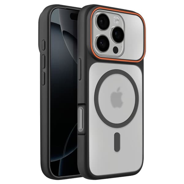 MagSafe-cover til iPhone 16 Pro, beskyttelse i to materialer, hård bagside, sort Svart
