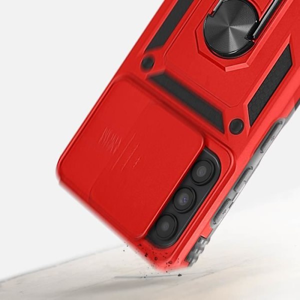Coque - AVIZAR - Samsung Galaxy A54 5G - Stötsäker - Glidande kameraskydd - Videostöd ring Röd