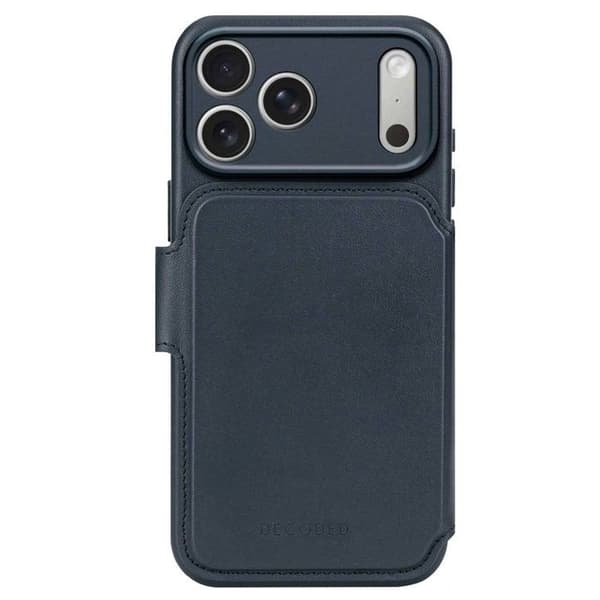 Folio etui - DECODED - iPhone 17 Pro Max - Full grain læder - Aftagelig cover - MagSafe Blå