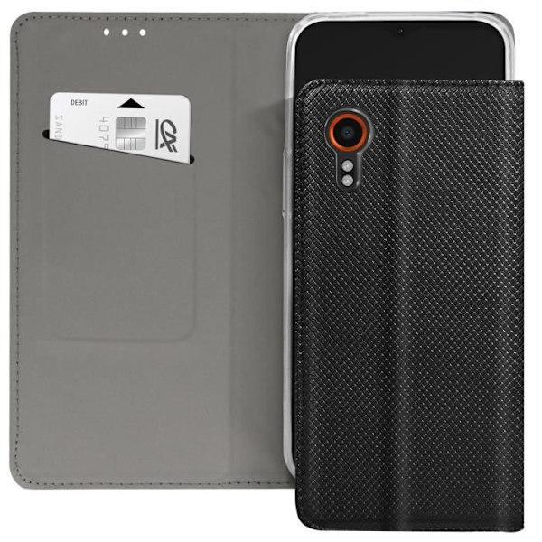 Suojakuori Samsung Galaxy Xcover 7 -puhelimelle - AVIZAR - Kääntökorttipidike ja videotuki - musta Svart