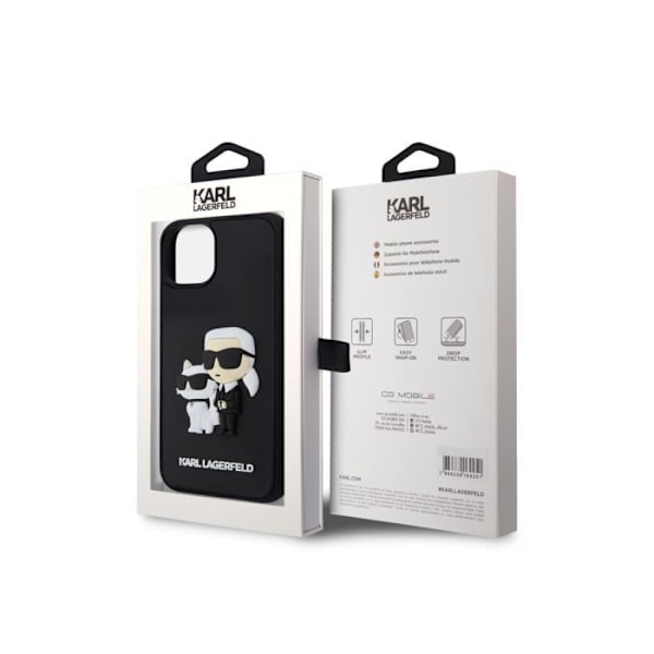 Cover til Apple iPhone 15 Plus 3D gummi Karl & Choupette Karl Lagerfeld Sort Svart