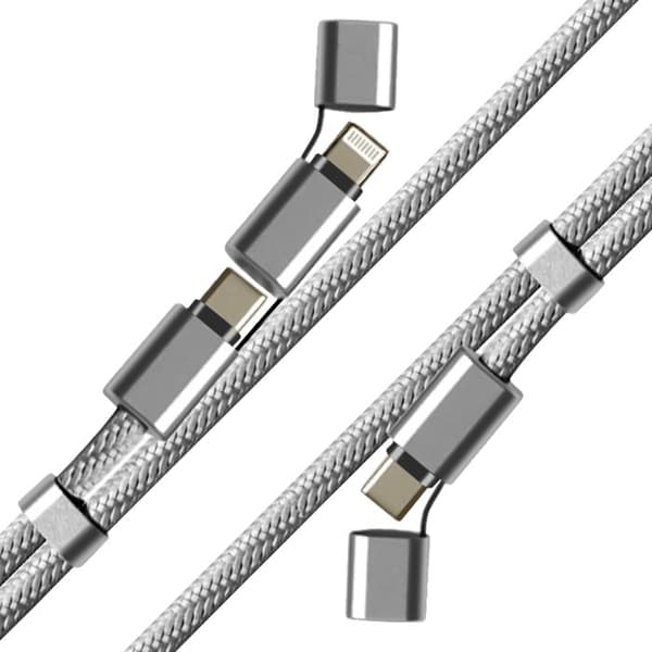 Nackband 3 i 1 - AKASHI - Silver - USB-C-kabel 100W - Snabbladdning - Datatransfer
